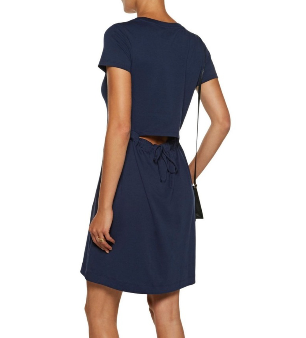 Theory Liliana Navy Cutout Back Shirtdress Size Medium Casual Jersey Stretch